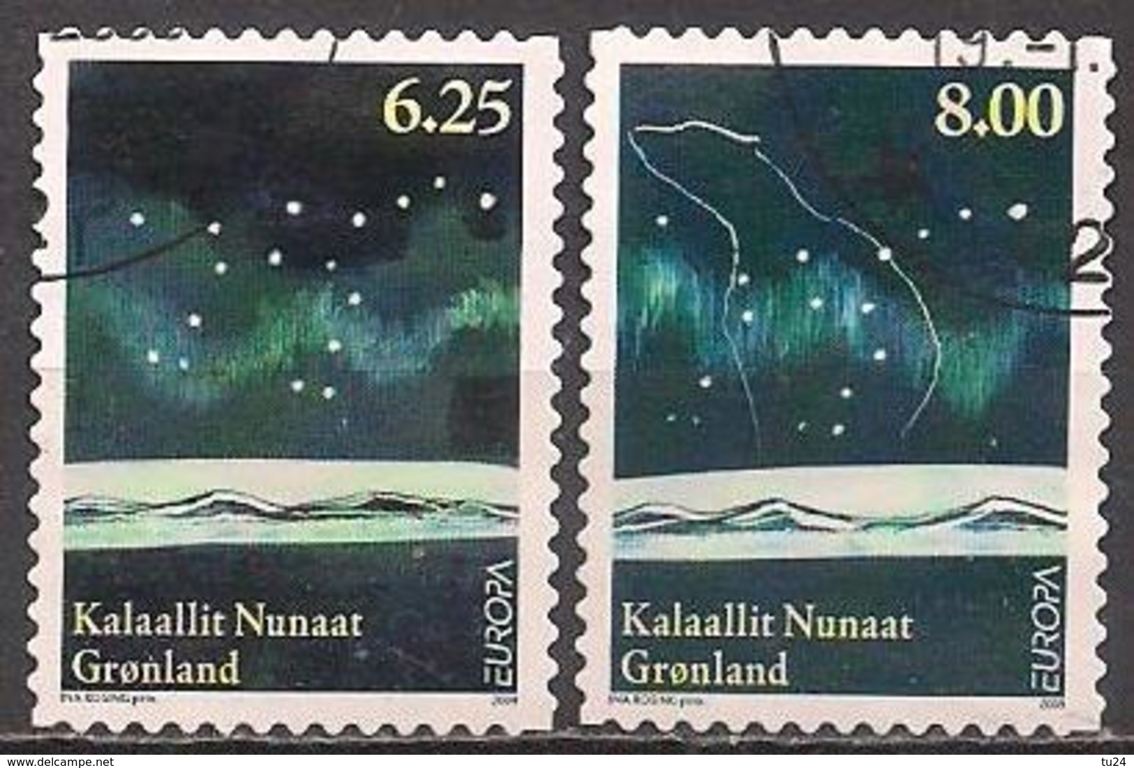 DK - Grönland  (2009)  Mi.Nr.  527 + 528  Gest. / Used Self-ad. From Booklet (1fd54)  EUROPA - Gebruikt