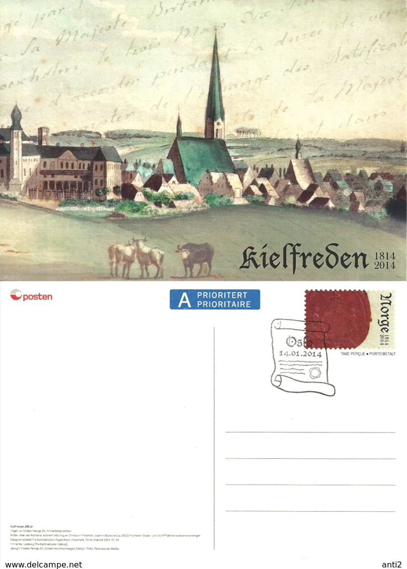 Norway 2014 Card Peace In Kiel, ,Card With Imprinted Stamp - Maximum Cards & Covers