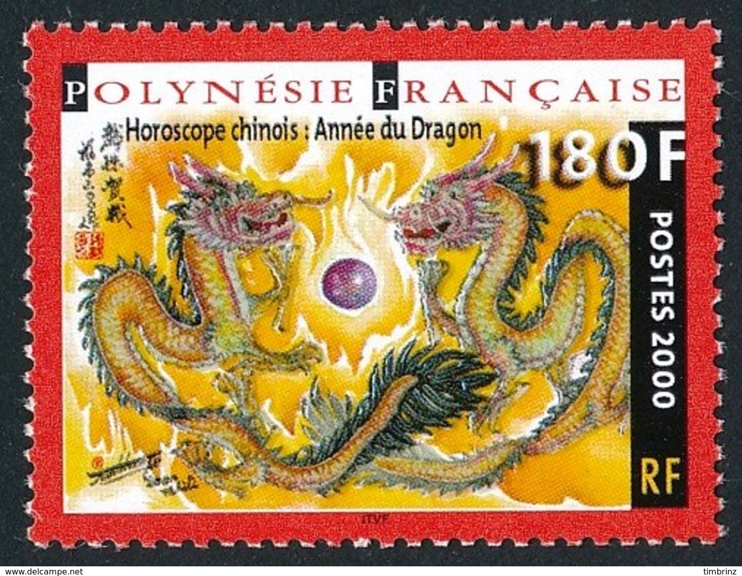 POLYNESIE 2000 - Yv. 612 ** SUP  Faciale= 1,51 EUR - Année Du Dragon. Nouvel An Chinois  ..Réf.POL24147 - Ungebraucht