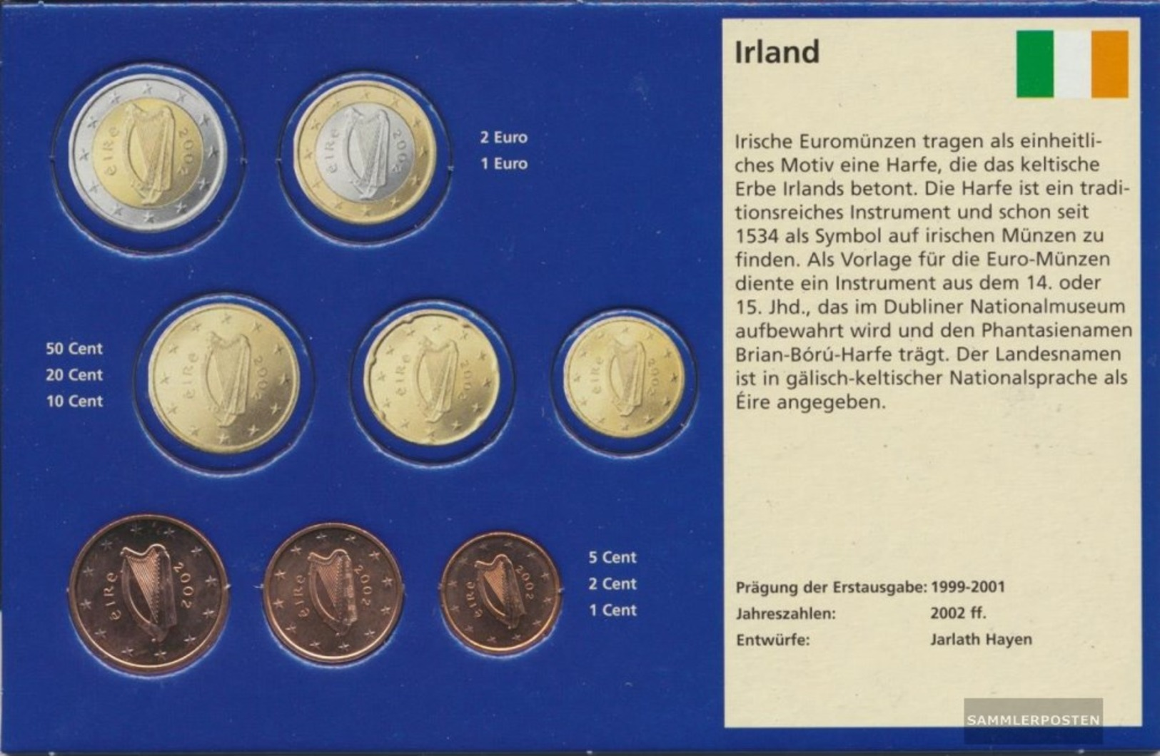 Irland IRL1 - 3 2002 Stgl./unzirkuliert Stgl./unzirkuliert 2002 Kursmünze 1,2 E 5 Cent - Irlanda