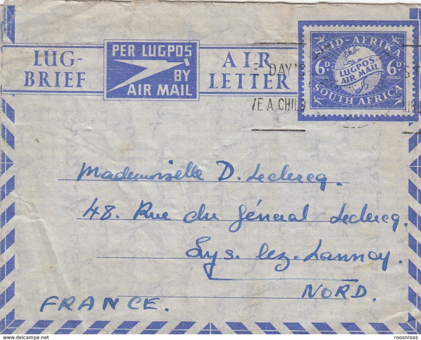 AEROGRAMME - AIR LETTER - LUGBRIEF - LUGPOS - SOUTH AFRICA - AFRIQUE DU SUD - SUID AFRIKA 1948 - ENTIER POSTAL - Luchtpost