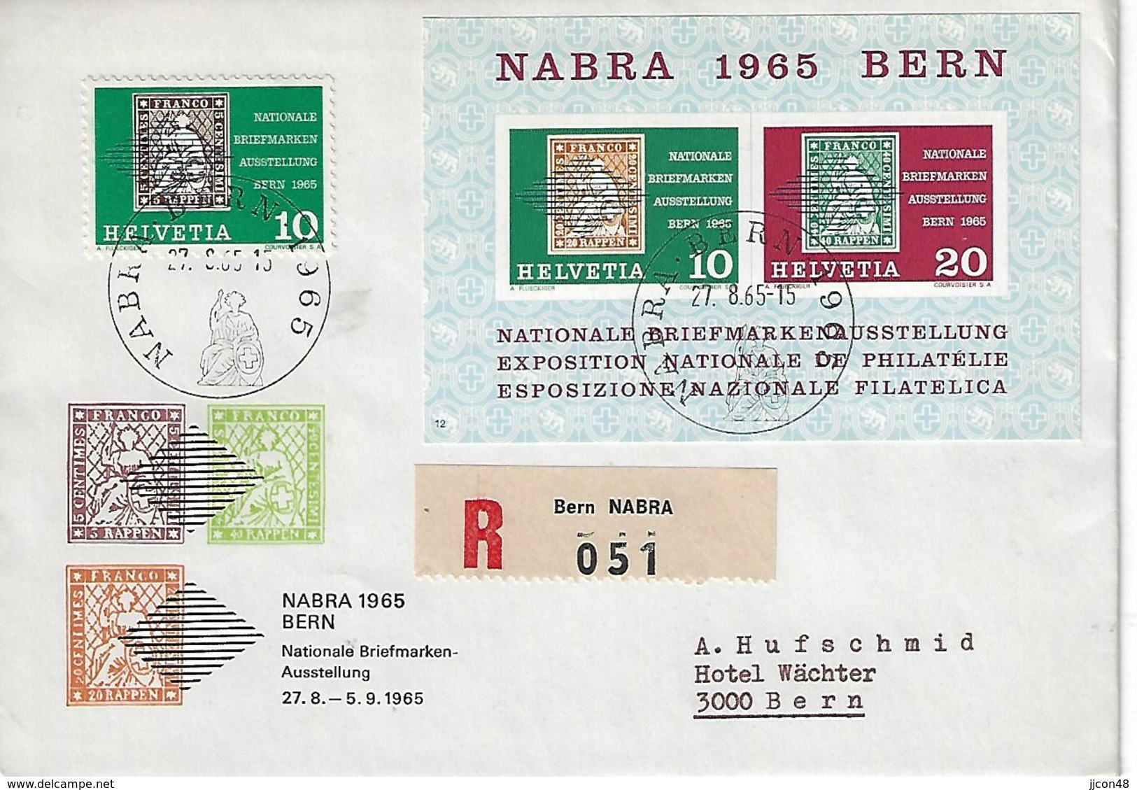 Switzerland 1965  "NABRA 1965"   Mi.812 + Bl0ck 20 - Covers & Documents