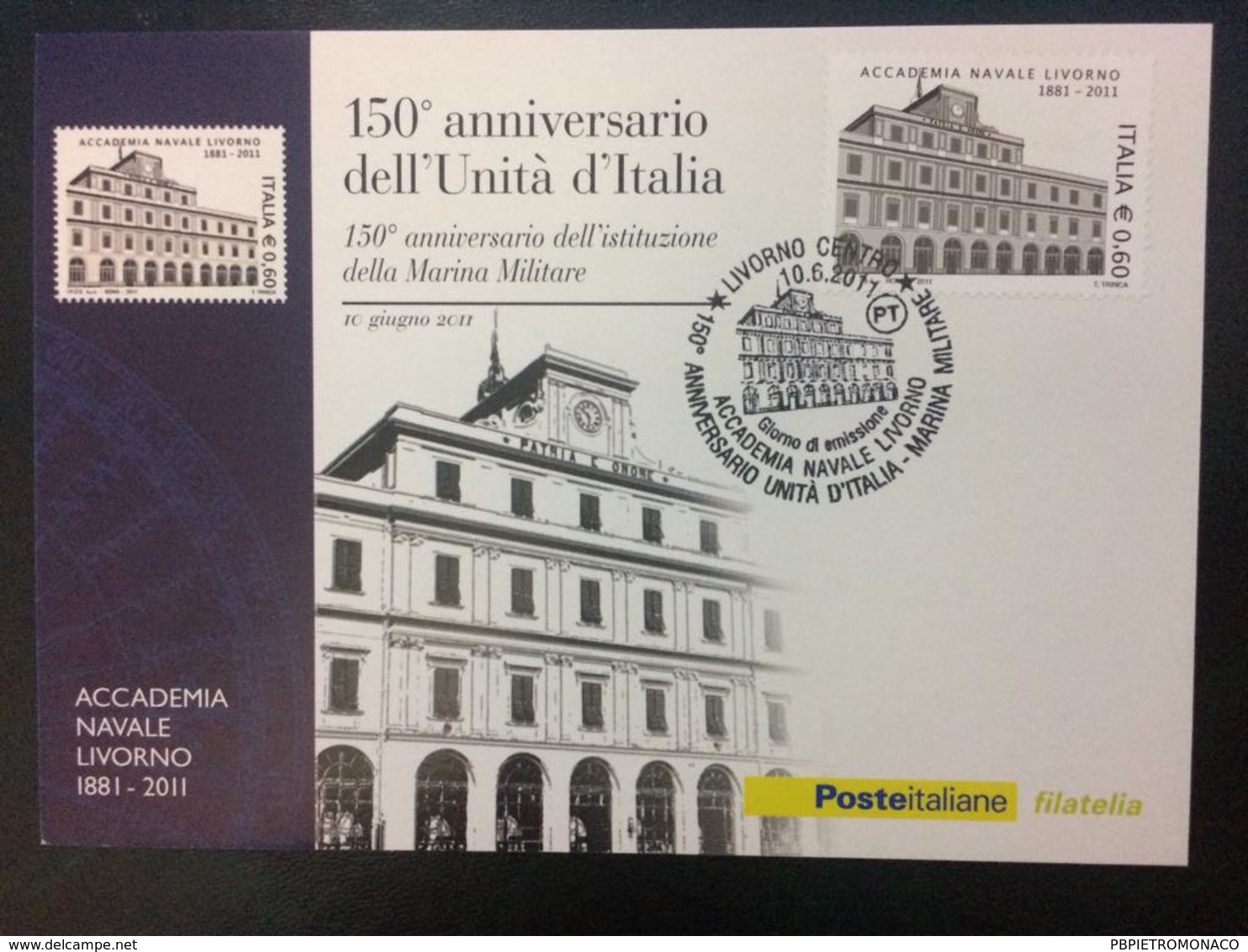 2011 Cartolina Filatelicha FDC "150°ANNIVER. UNITA' D'ITALIA MARINA MILITARE" - FDC