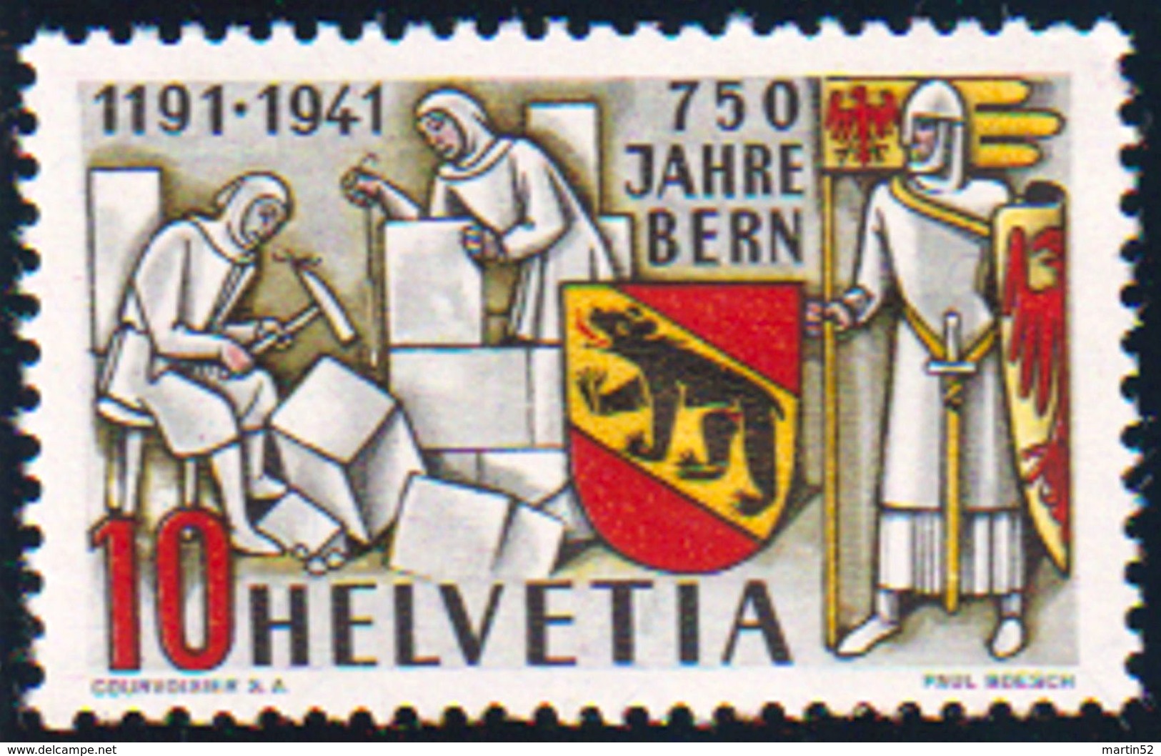 Schweiz Suisse 1941: "750 Jahre Bern" Zu 253.2.01 "Spinne Auf Hammer Araignée Sur Marteau" ** MNH (Zu CHF 100.00) - Plaatfouten