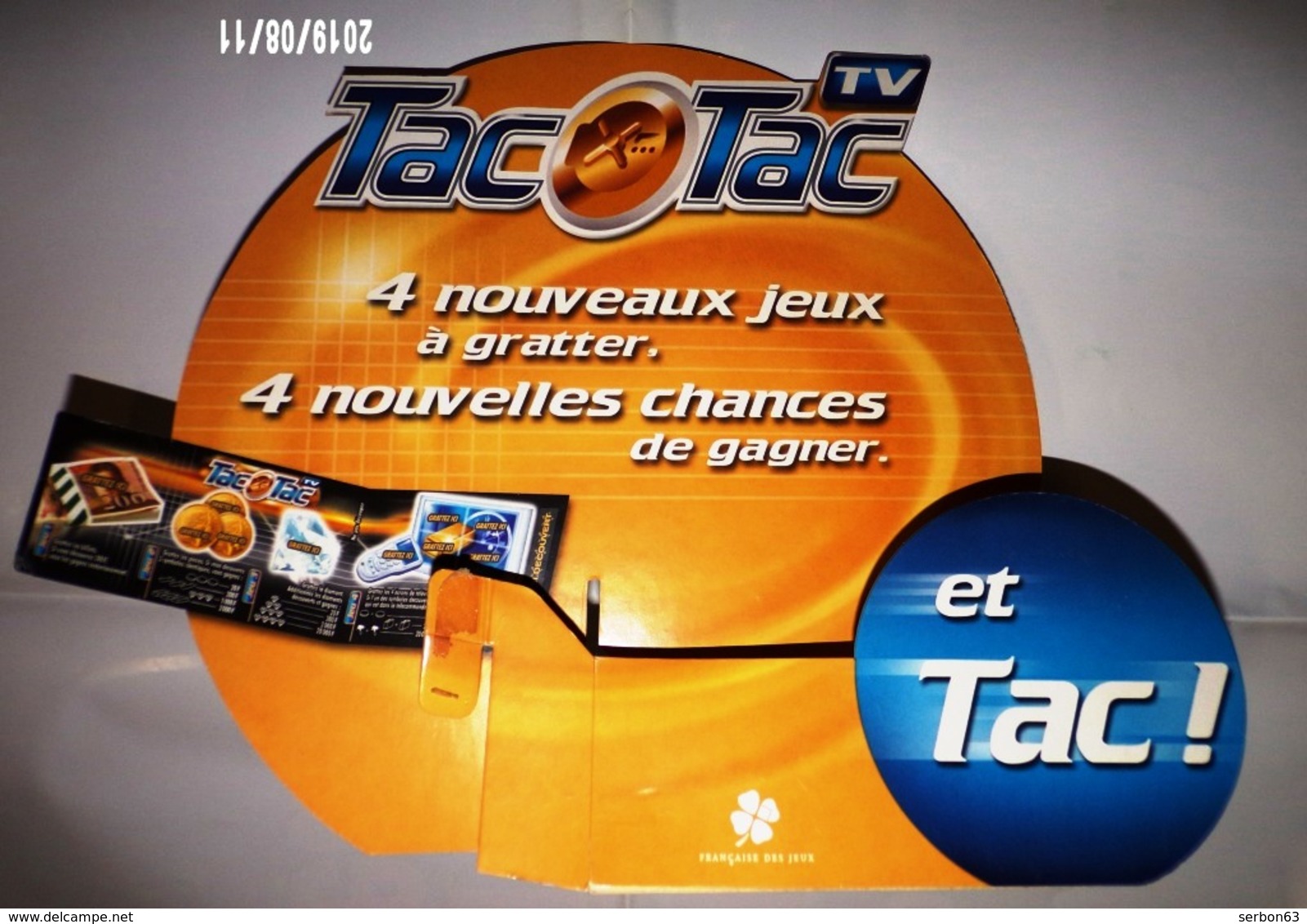 FDJ - F.D.J. FRANÇAISE DES JEUX PUBLICITÉ PRÉSENTOIR DE CAISSE TACOTAC - NOTRE SITE Serbon63 - Advertising