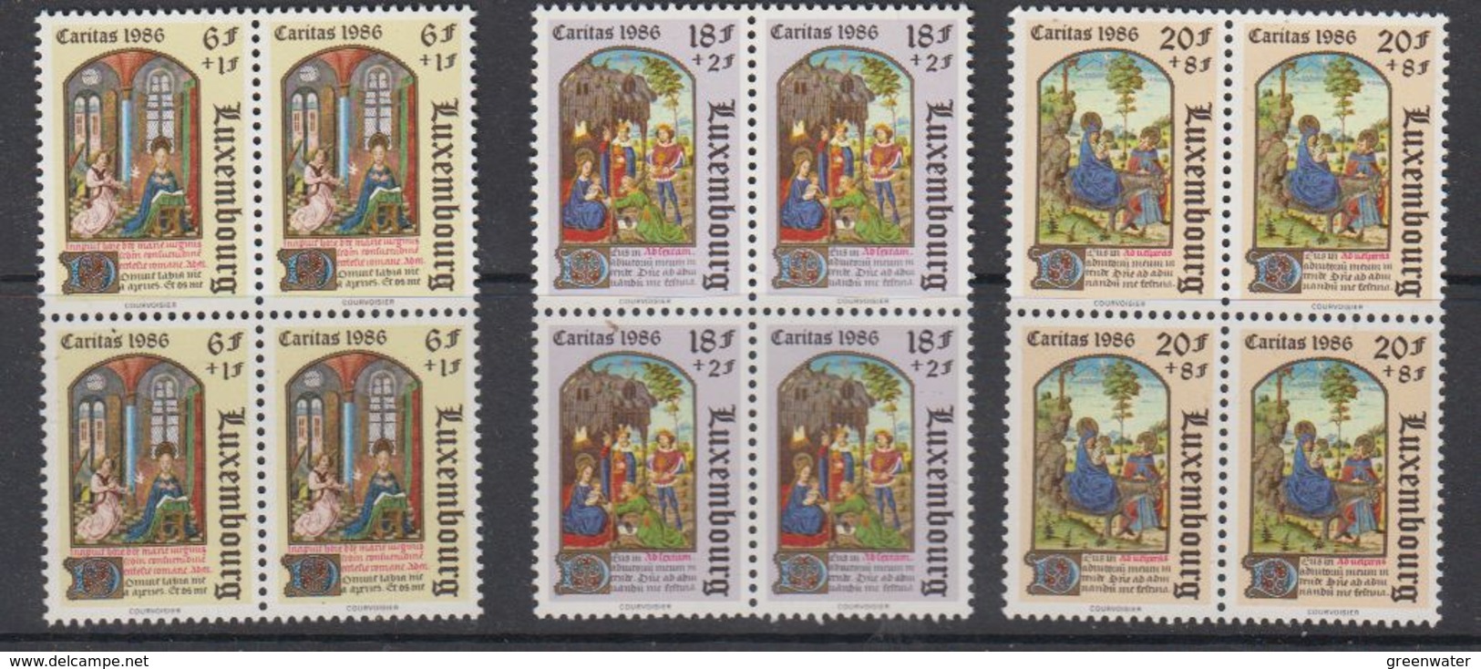 Luxemburg 1986 Caritas 6Fr + 8Fr + 20fr Values Bl Of 4  (face 176FL) ** Mnh (44054D) - Unused Stamps