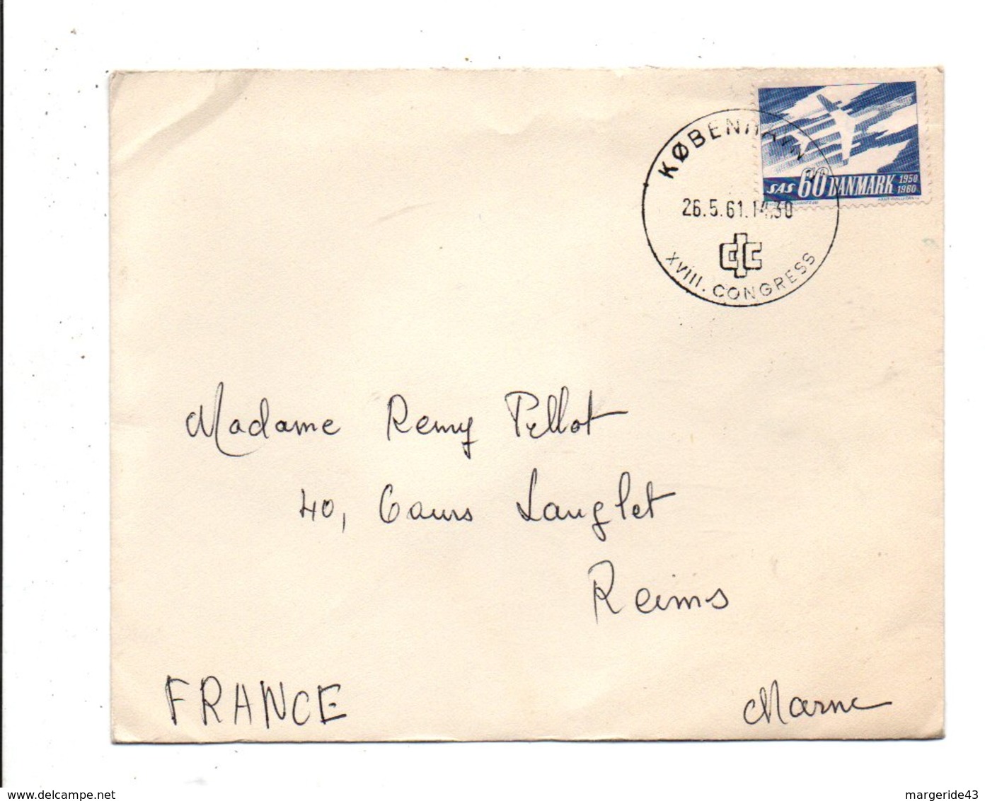 DANEMARK LETTRE POUR LA FRANCE 1961 - Lettres & Documents