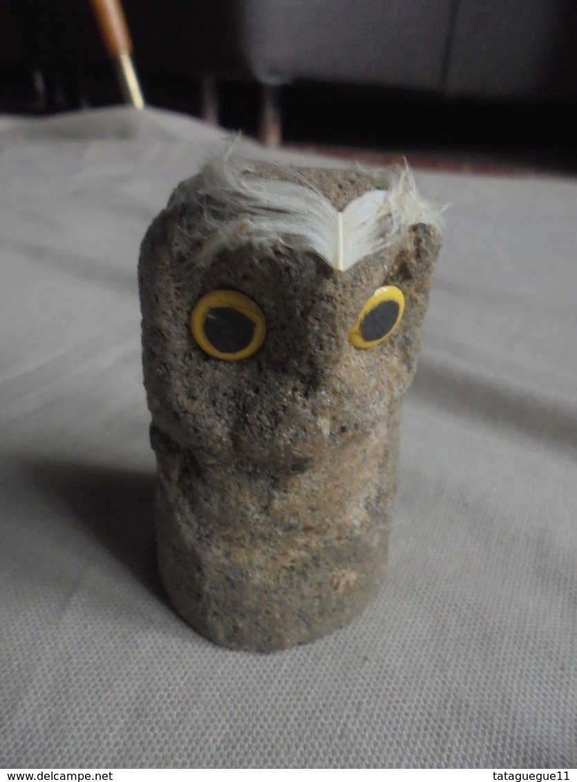 Vintage - Statuette De Chouette Hibou En Pierre - Animali