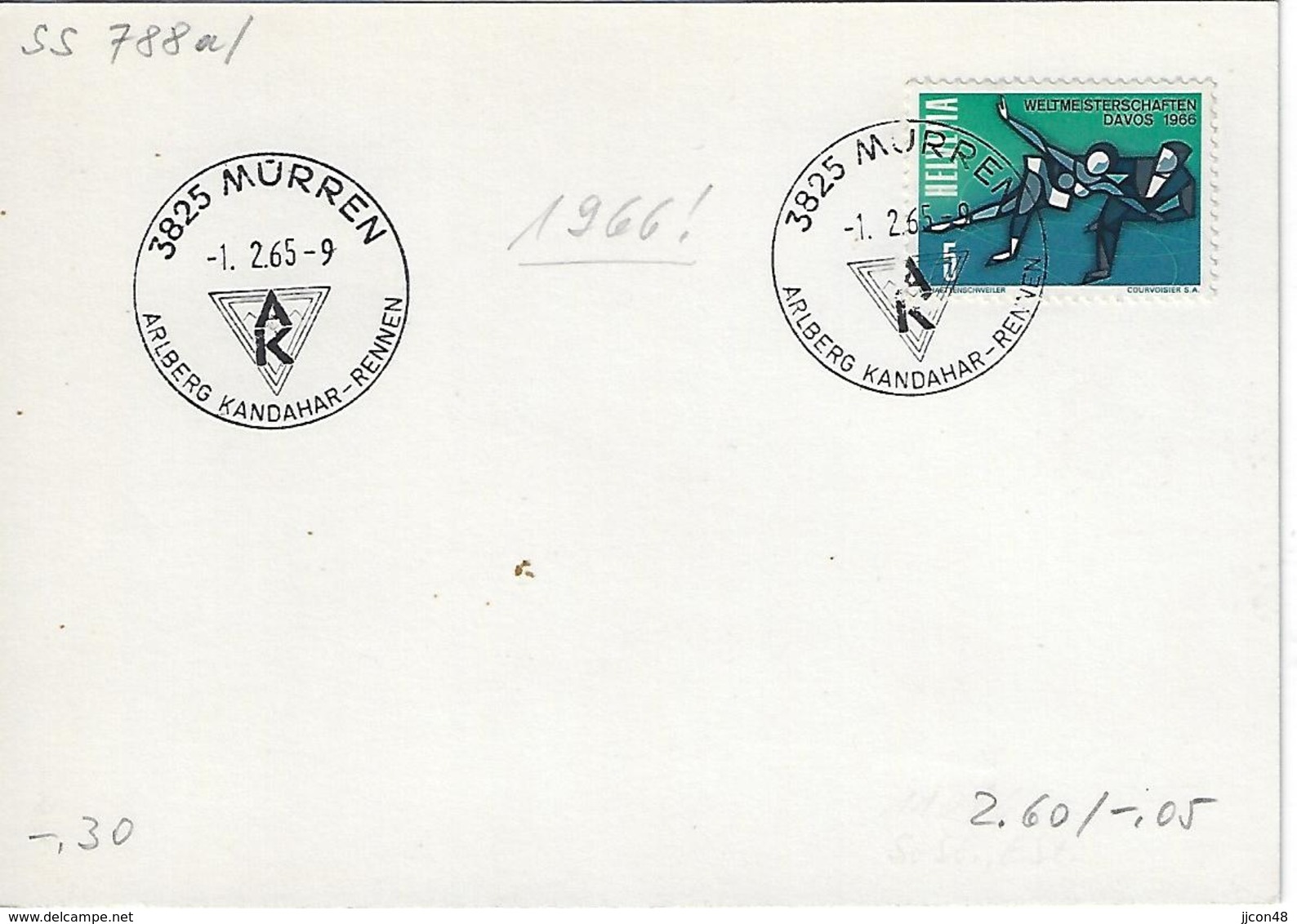 Switzerland 1966  MURREN  1.2.65   Mi.822 - Postmark Collection