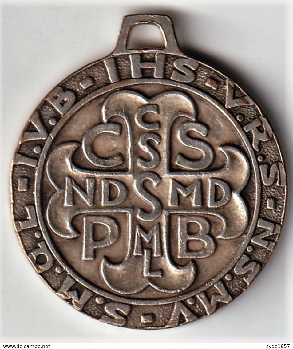 Médaille Religieuse "Saint Benoit" Graveur: Fernand Py - Argent Diamètre 4cm - Religion & Esotérisme