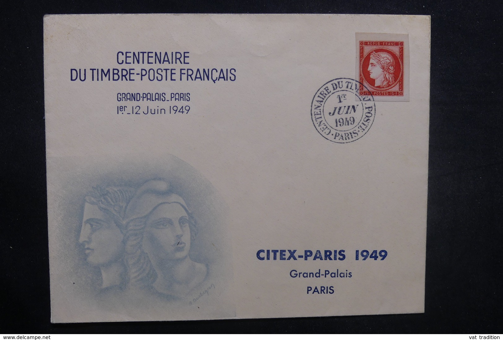 FRANCE - Enveloppe FDC 1949 , Centenaire du timbre poste Français - L 37654