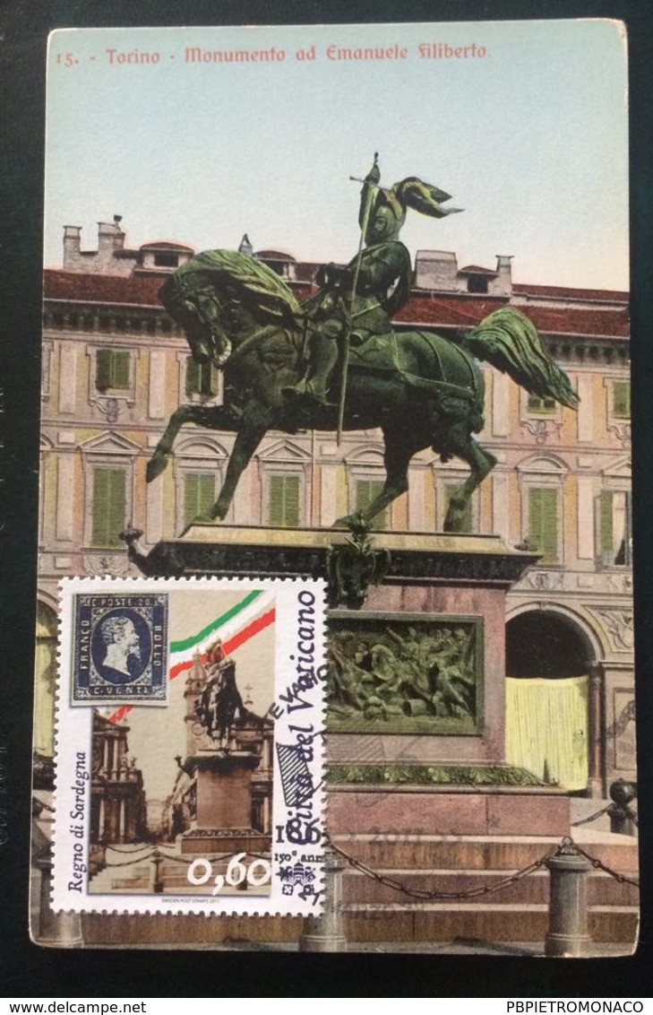 2011 Cartolina MAXI FDC "150°ANNIVER. UNITA' D'ITALIA 2011 - Regno Di Sardegna - Vaticano Benedetto XV - FDC