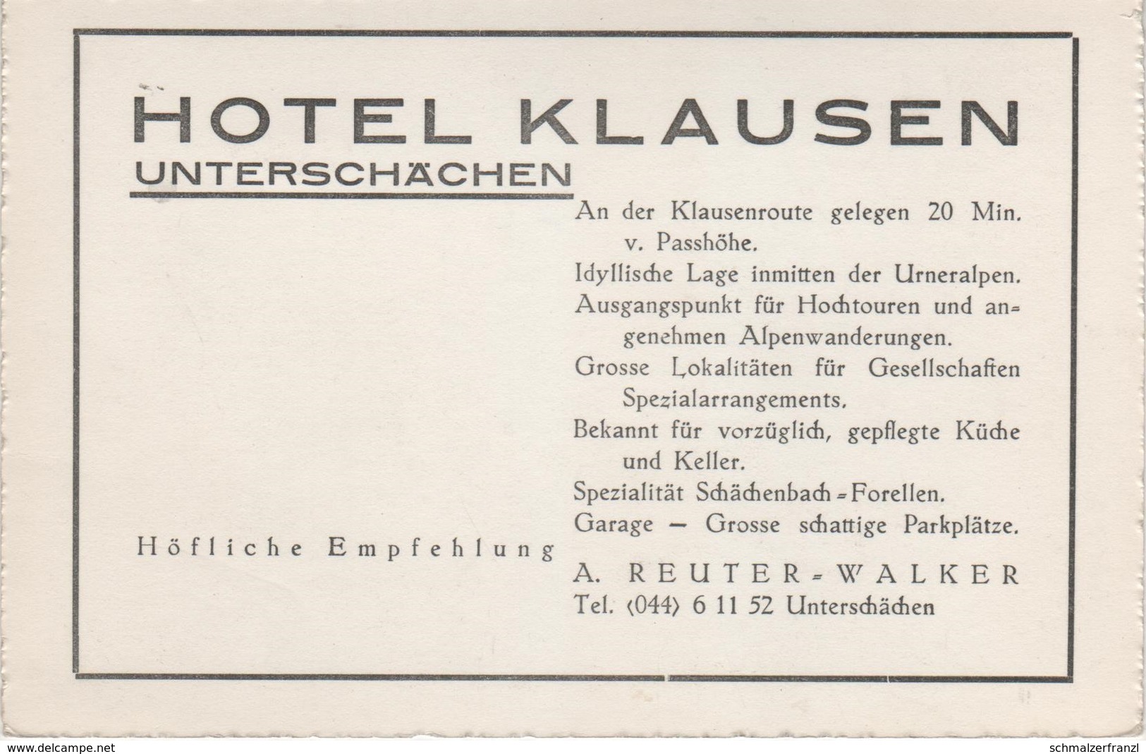 AK Unterschächen Hotel Klausen Klausenroute Klausenpass A Spiringen Bürglen Altdorf Urnerboden Uri UR Schweiz Suisse - Autres & Non Classés