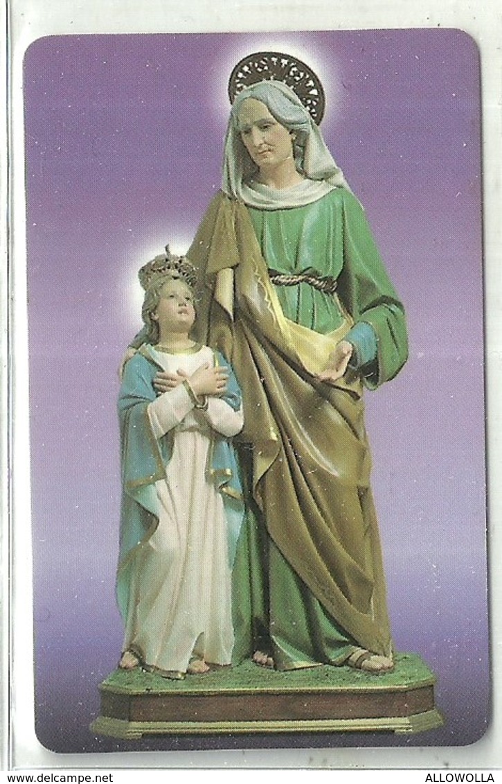 5058 " IMMAGINE LIGNEA DI S. ANNA-VENERATA NELLA PARROCCHIA DI S.ANNA-AFRAGOLA-NAPOLI " IN PLASTICA  - ORIGINALE - Devotion Images