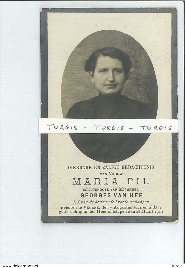 MARIA PIL ECHTG GEORGES VAN HEE ° VEURNE 1884 + 1920 - Images Religieuses