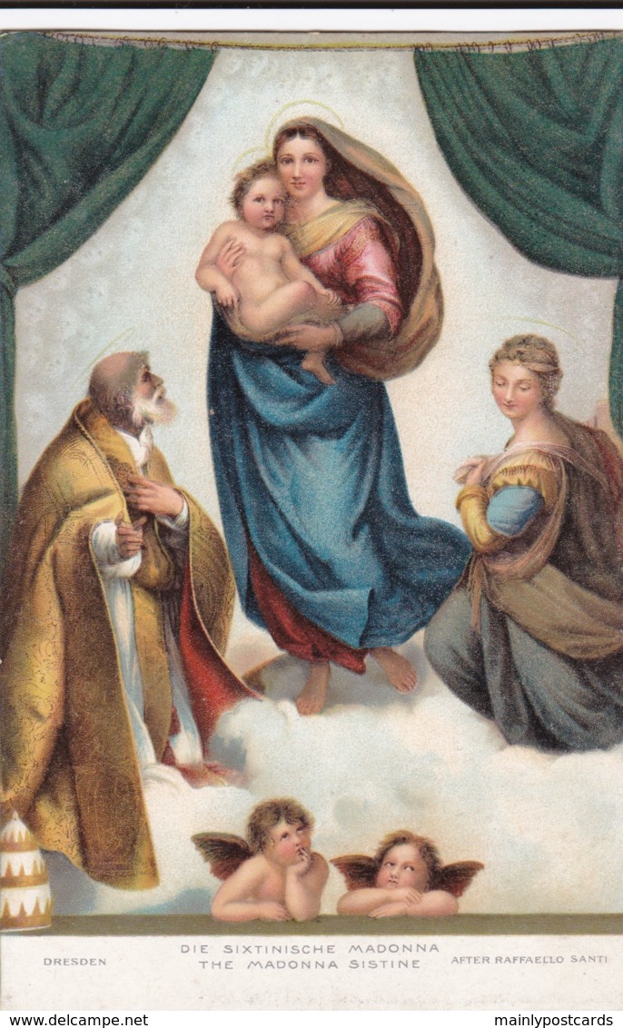 AN36 Religious Art - The Madonna Sistine After Raffaello Santi - Paintings, Stained Glasses & Statues