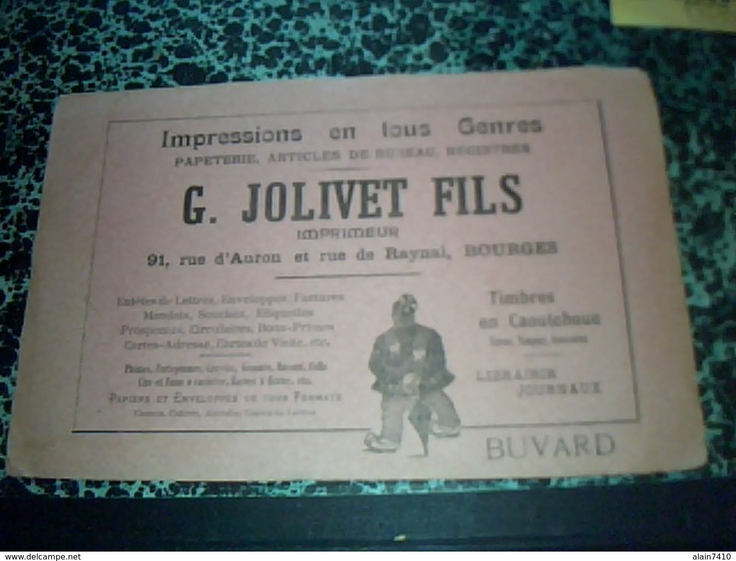 Bourges Buvard Publicitaire  G.Jolivet  & Fils Impression En Tout Genres - J