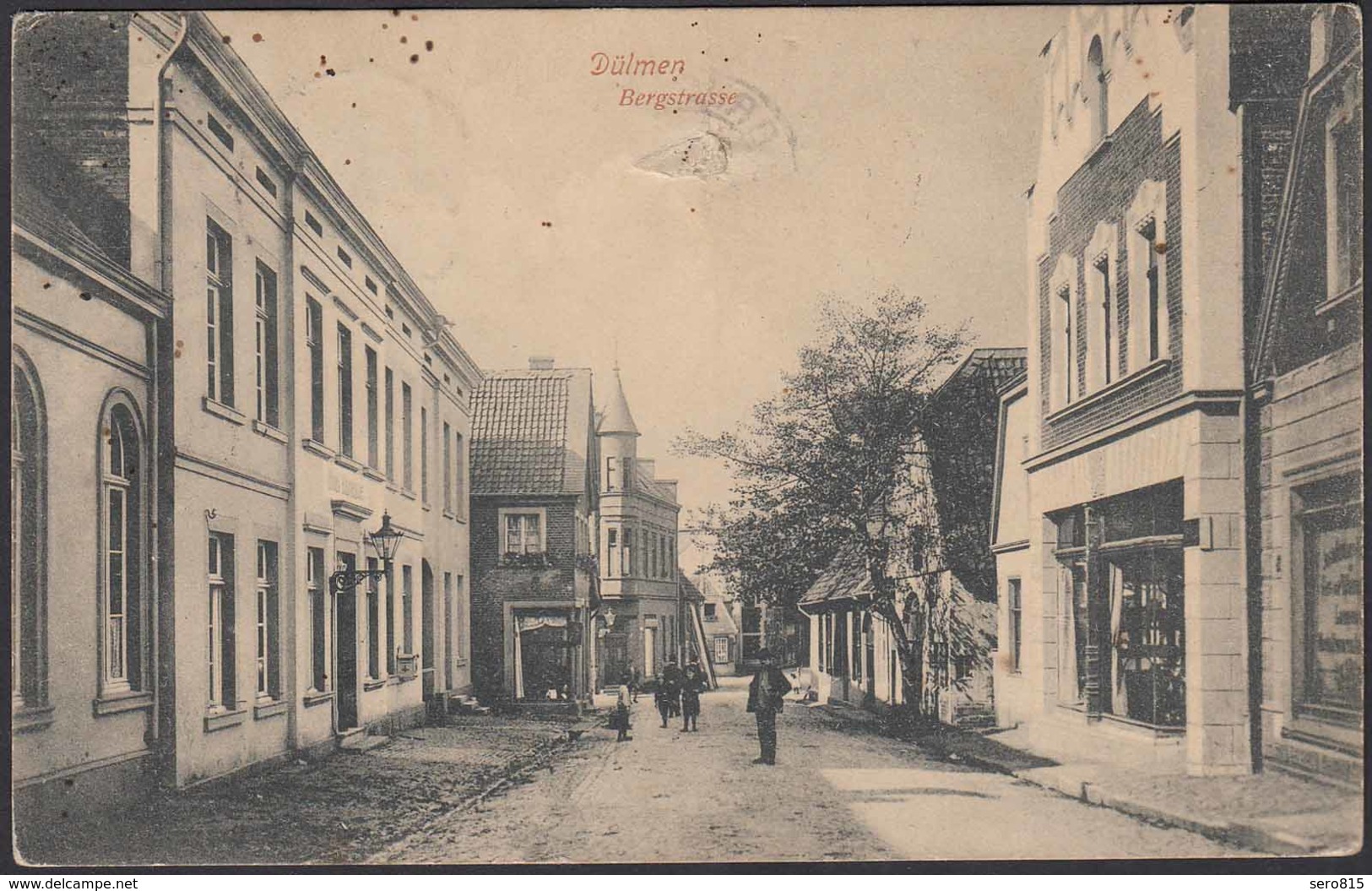 AK Dülmen Bergstrasse Mit Geschäftshäuser Bei Coesfeld Münster   (22617 - Sonstige & Ohne Zuordnung