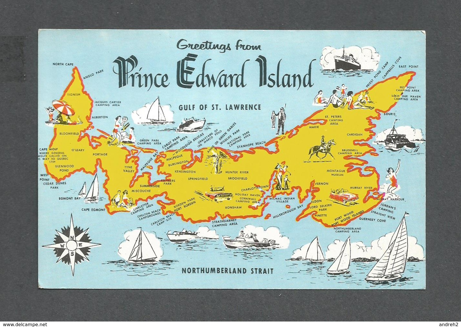 PRINCE EDWARD ISLAND - MAP OF PRINCE EDWARD ISLAND SHOWING MOST CAMPING PICNIC AREA - CARTE DE ILE DU PRINCE ÉDOUARD - Altri & Non Classificati