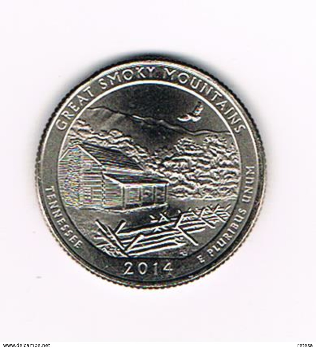 //  U.S.A.  1/4 DOLLAR  TENNESSEE - GREAT SMOKY MOUNTAINS   2014 P - 2010-...: National Parks