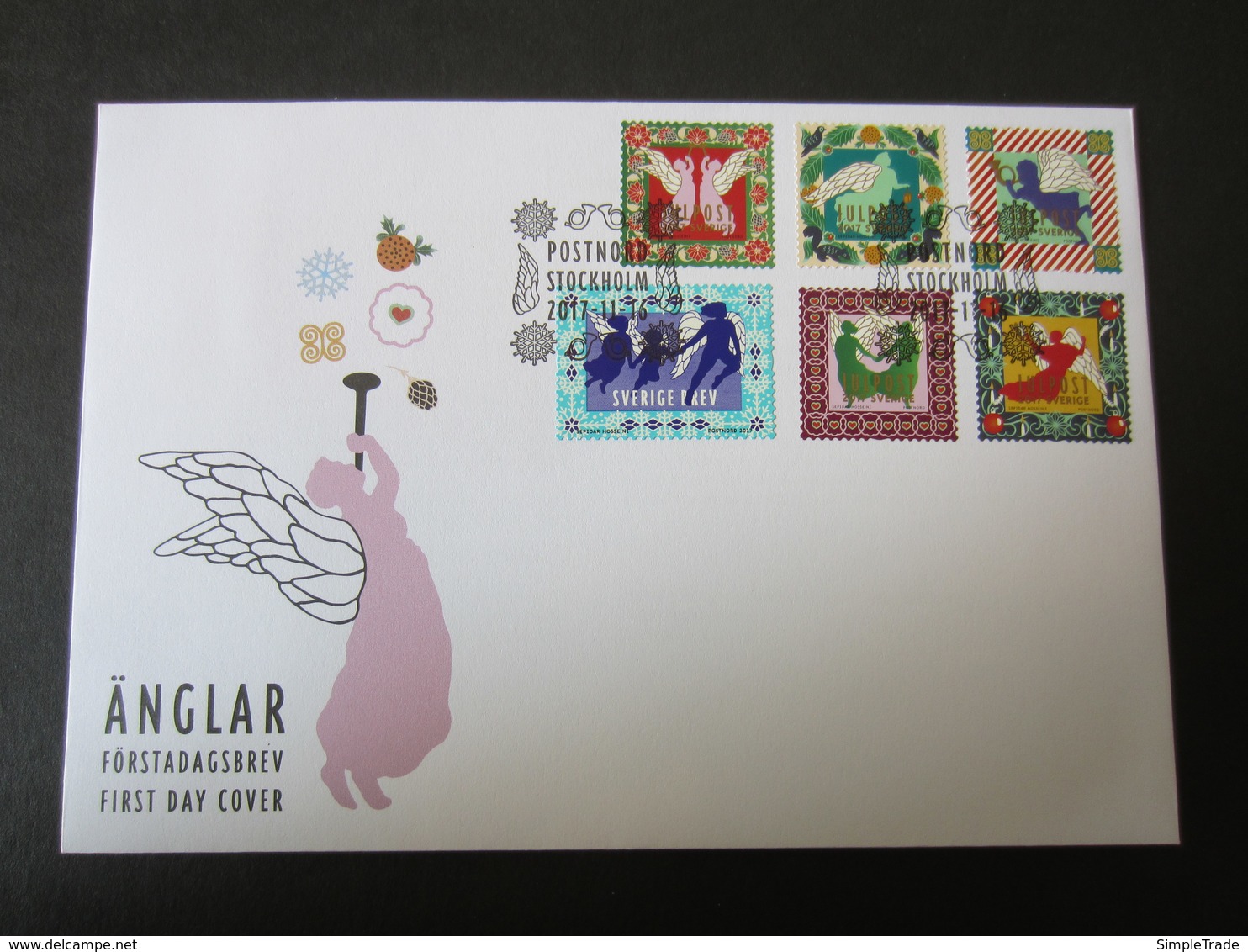 FDC Sweden 2017 Angels, Christmas Post  (FDC 1) - FDC