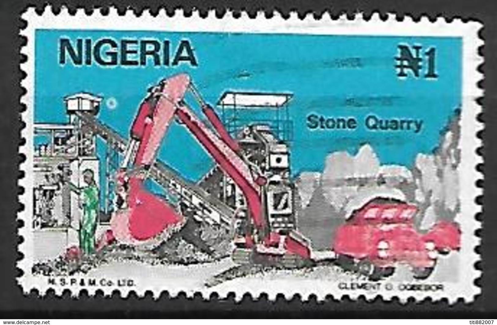 NIGERIA    -   Série Courante.   Carrière De Pierre  / Camion  /  Grue. Oblitéré . - Nigeria (1961-...)