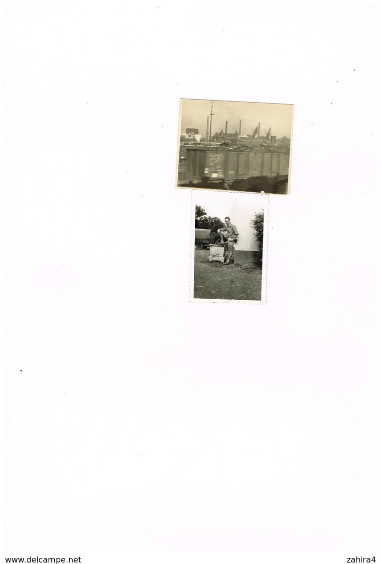 Lot 2 Photos 1 Genre Militaire  - L'autre Train Wagons Gare Usine - Mines ? - Autres & Non Classés