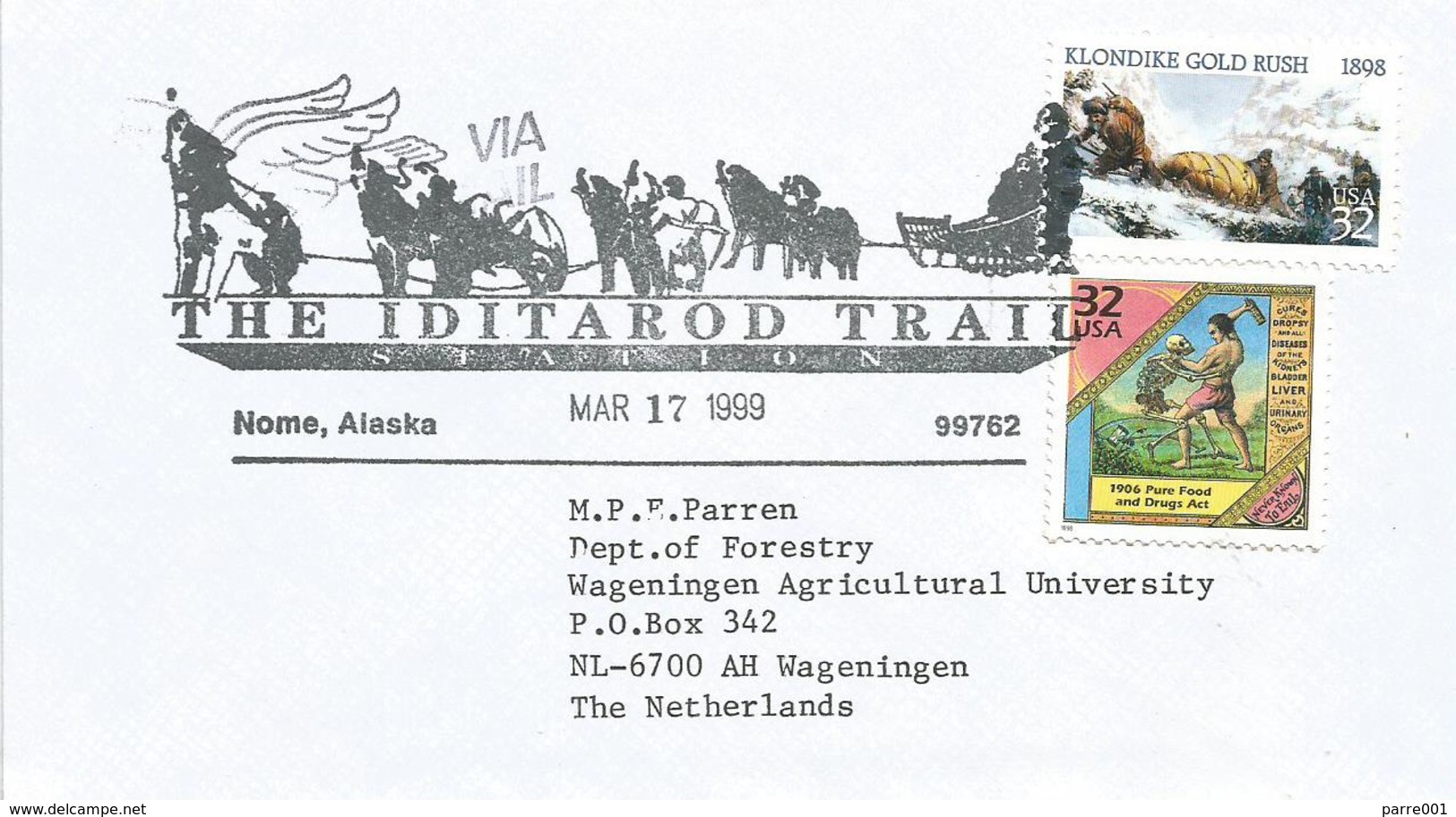 USA 1999 Nome Alaska Iditarod Trail Gold Rush FDC Cover - 1991-2000