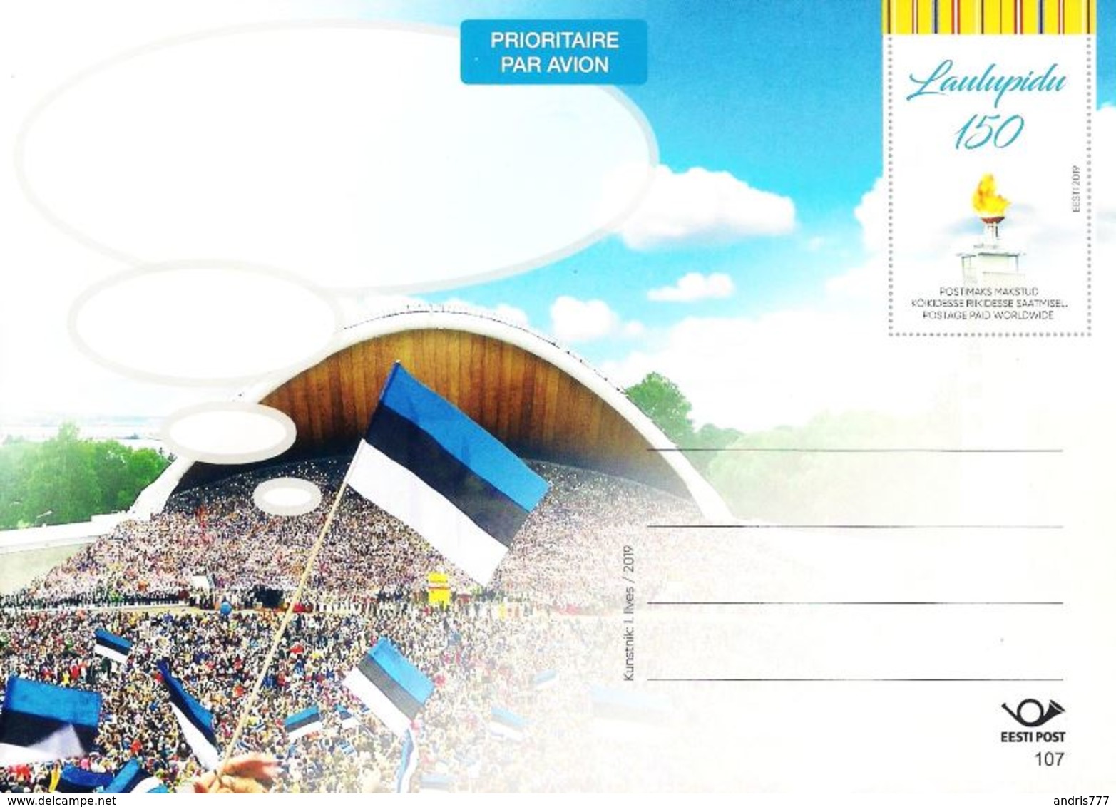 Estonia Estland Estonie 2019 Prepaid Postcard (No107) Song Festival - 150 Years - Estonia