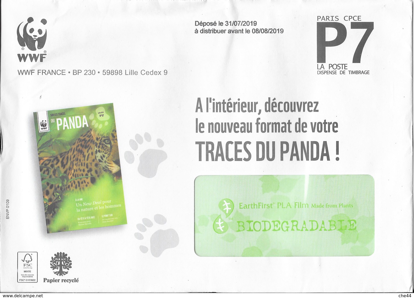 Lettre Destinéo WWF. (Voir Commentaires) - Covers & Documents