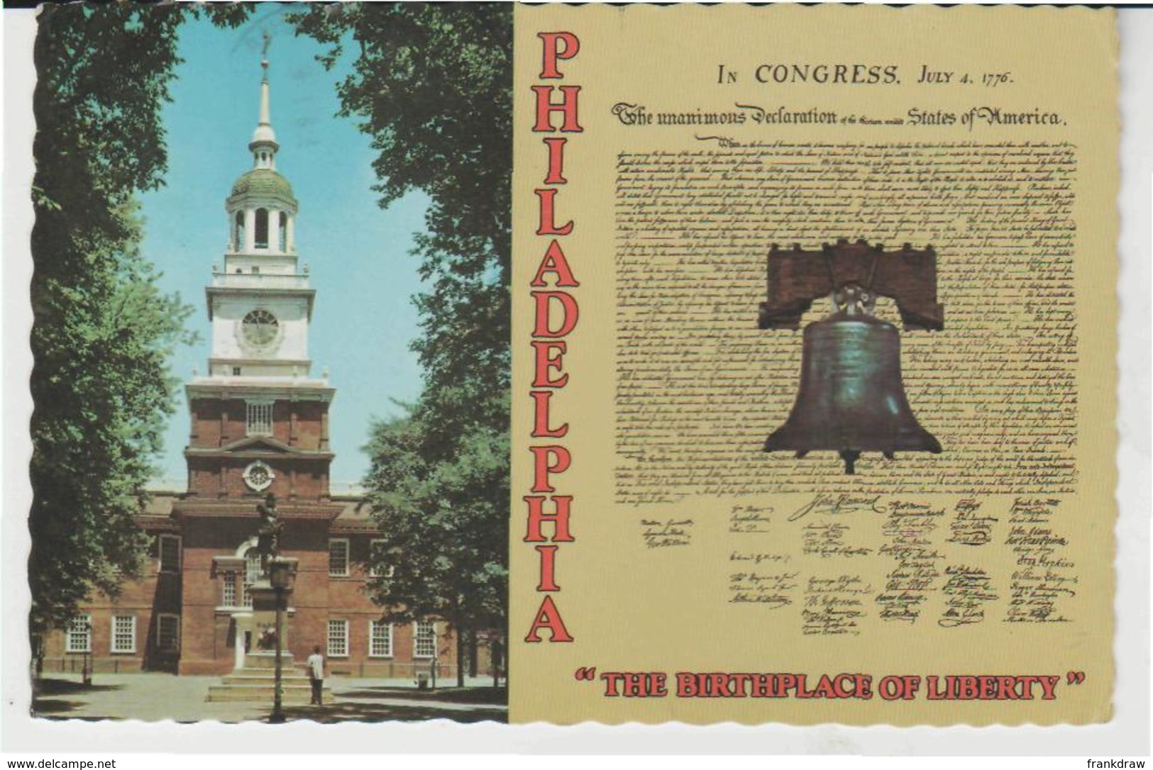 Postcard - Philadelphia - In Congress July 4th 1776 - Posted But Date Obscured Very Good - Non Classés