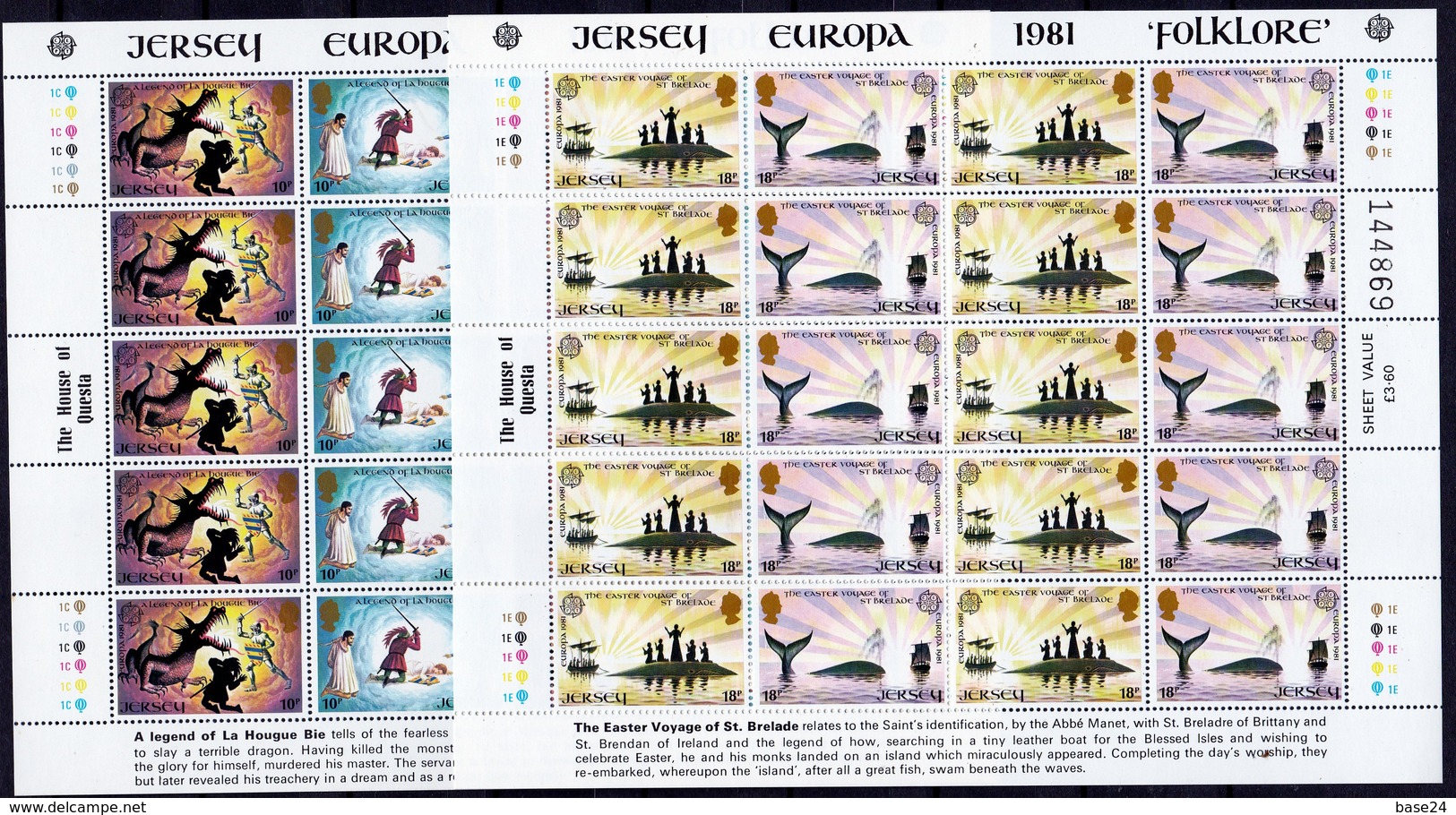 1981 Jersey EUROPA CEPT EUROPE 2 Minifogli MNH** 2 Minisheets - 1981