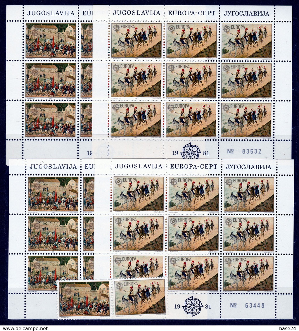 1981 Jugoslavia Yugoslavia EUROPA CEPT EUROPE 19 Serie Di 2v. MNH** In 4 Foglietti + 1 Serie - 1981