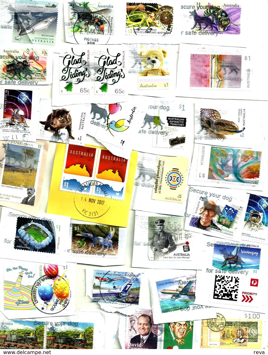 AUSTRALIA LOT8 MIXTURE OF50+USED STAMPS SOME 2015/19 INC.NEW"ANIMALS"$1,,"BEES"$1,ETC READ DESCRIPTION!! - Usati