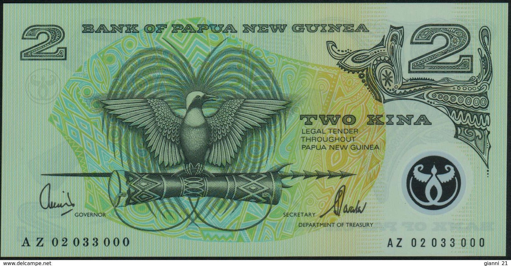 PAPUA NEW GUINEA - 2 Kina Nd.(1996) 2002 {sign. Kamit & Tarata} {Polymer} UNC P.16 D - Papua Nuova Guinea