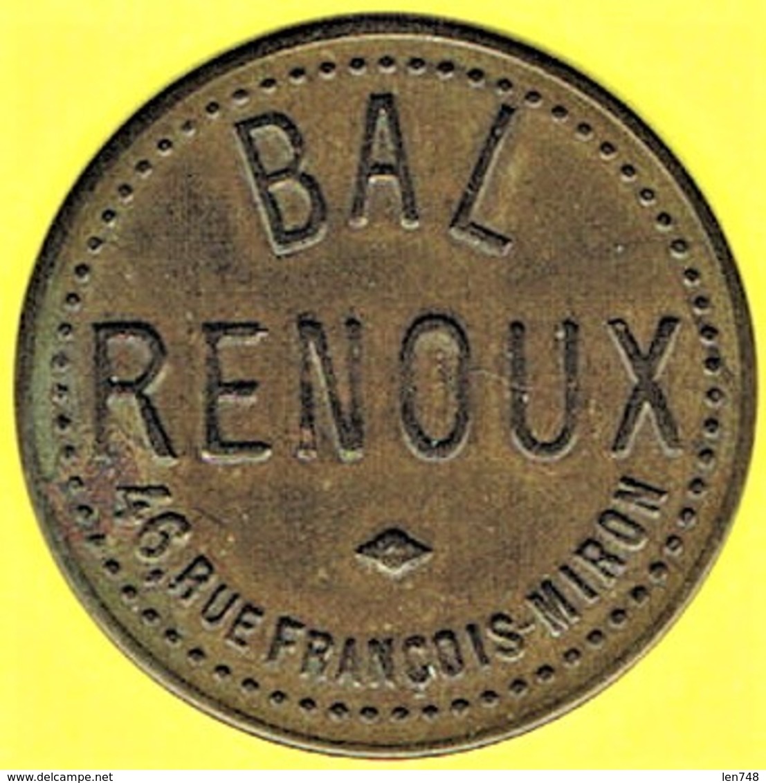 Jeton De Bal - RENOUX - Paris - Monétaires / De Nécessité