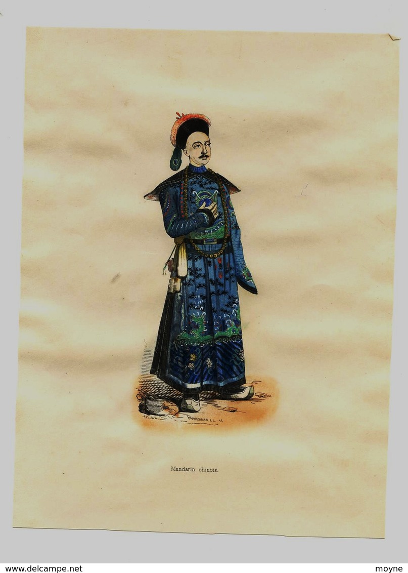 Lithographie De PANNEMAKER -  MANDARIN  CHINOIS   - Aquarellée à La Main Fin 19éme - 4   Chine - Lithographies