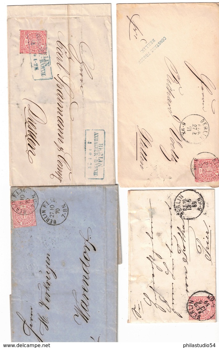 1868/1871, NDP, 7 Belege Mit Klassischen BERLIN-Stempeln - Cartas & Documentos