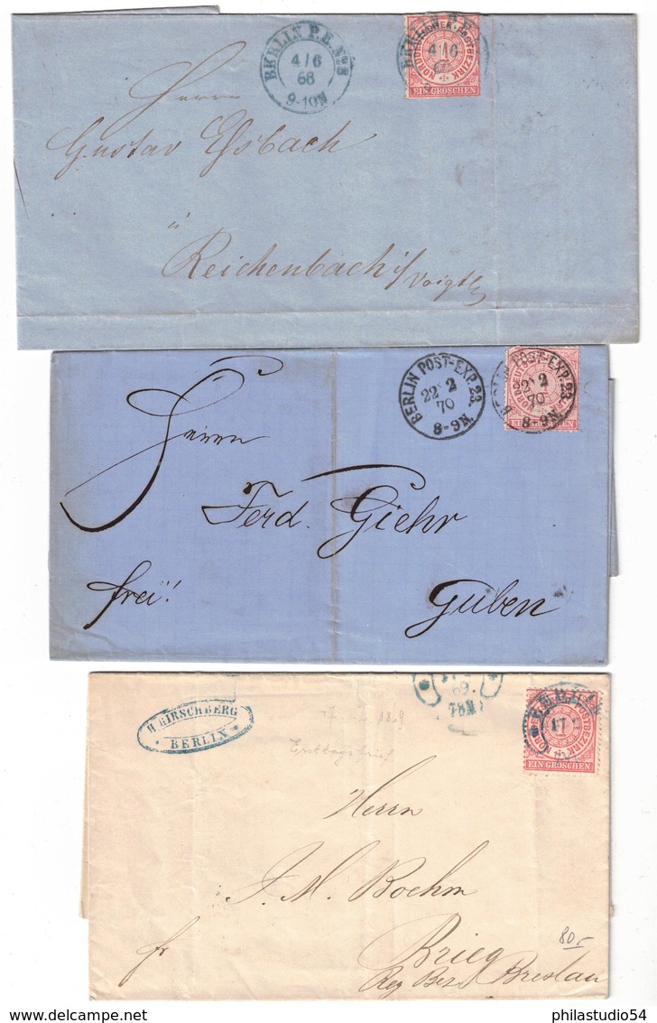 1868/1871, NDP, 7 Belege Mit Klassischen BERLIN-Stempeln - Briefe U. Dokumente