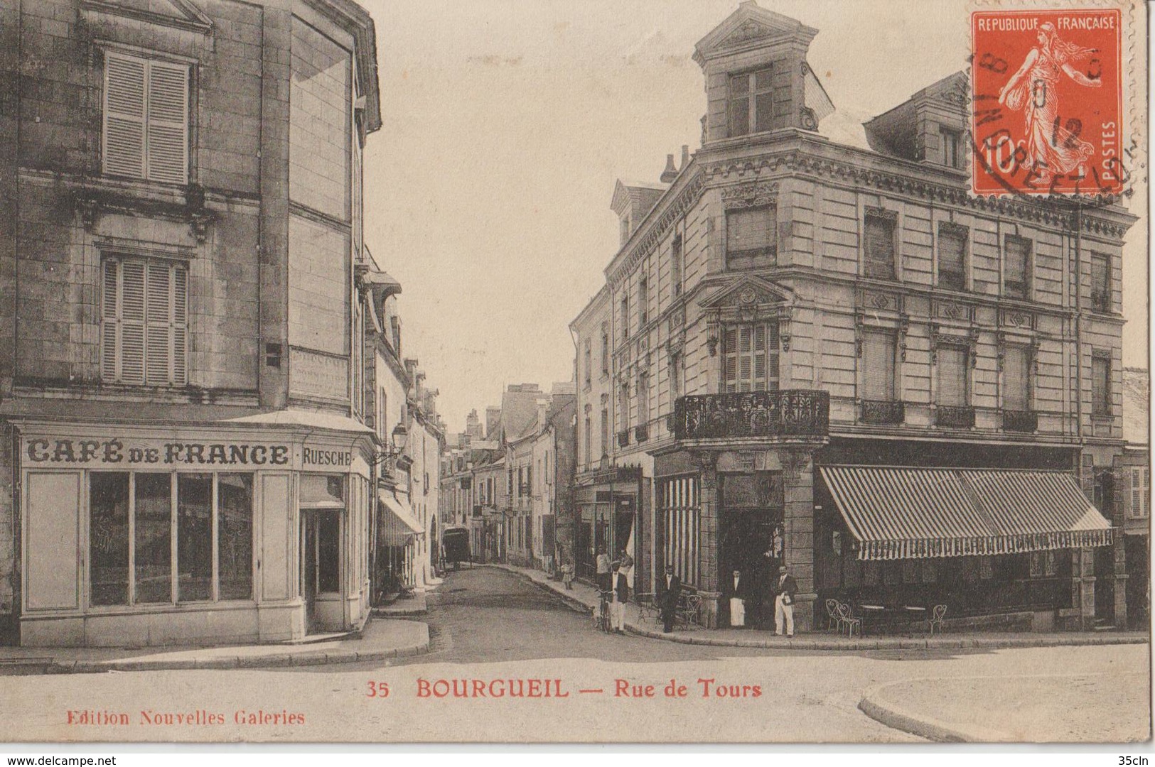 BOURGUEIL - Rue De Tours - Café De France, Autres Commerces. Personnages. - Autres & Non Classés