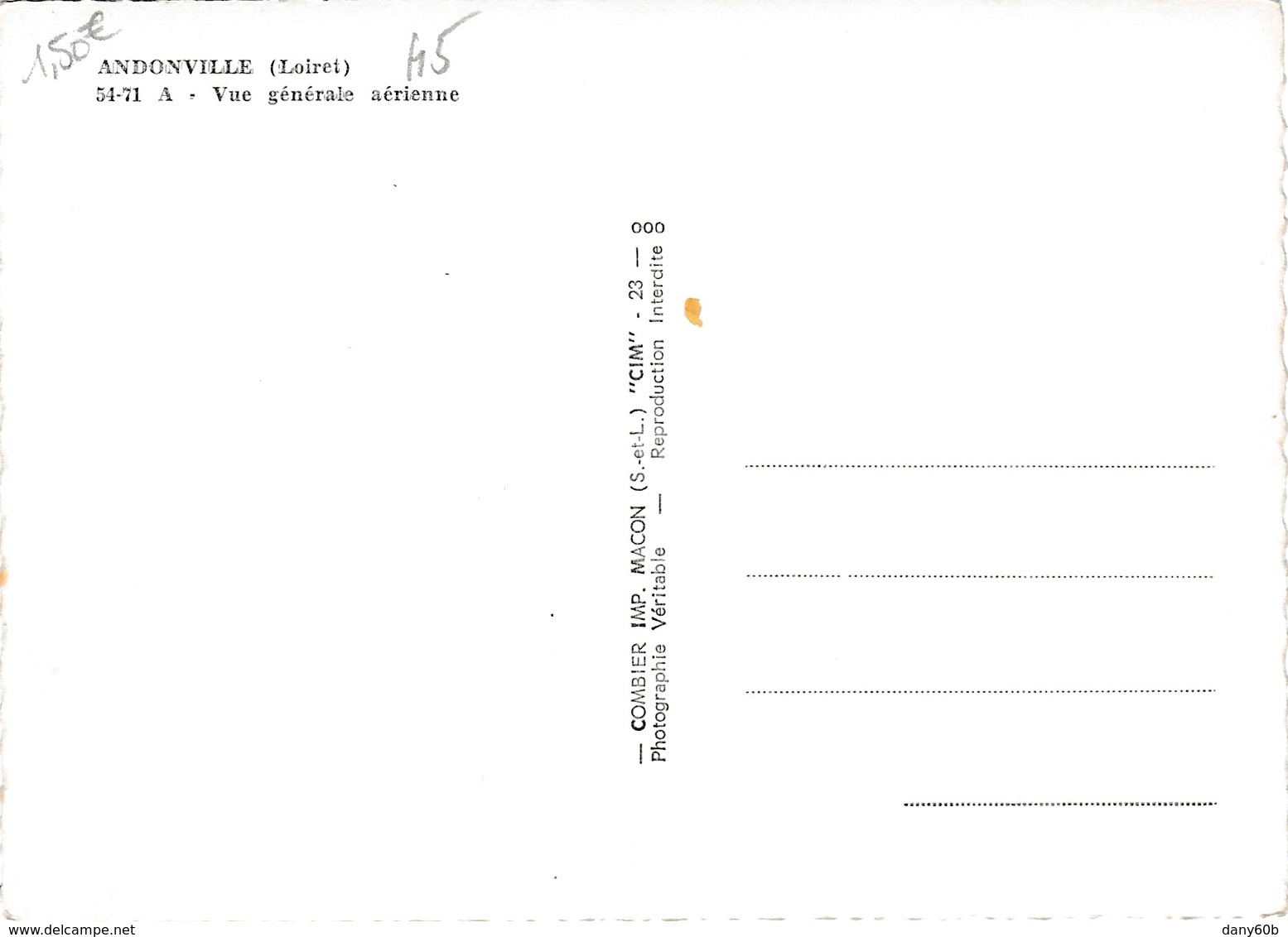 REF.HS . CPSM.GF . 45 . ANDONVILLE . VUE GENERALE AERIENNE - Other & Unclassified