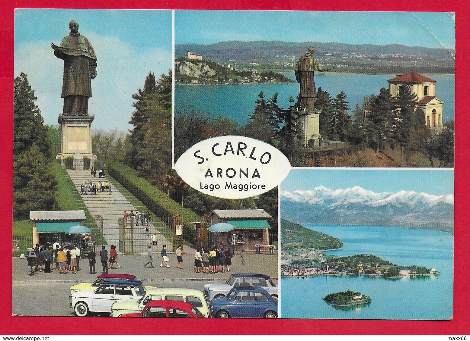 CARTOLINA VG ITALIA - Statua Di S. CARLO - ARONA - Lago Maggiore - Vedutine - 10 X 15 - 1970 BRISSAGO TASSATA SVIZZERA - Santi