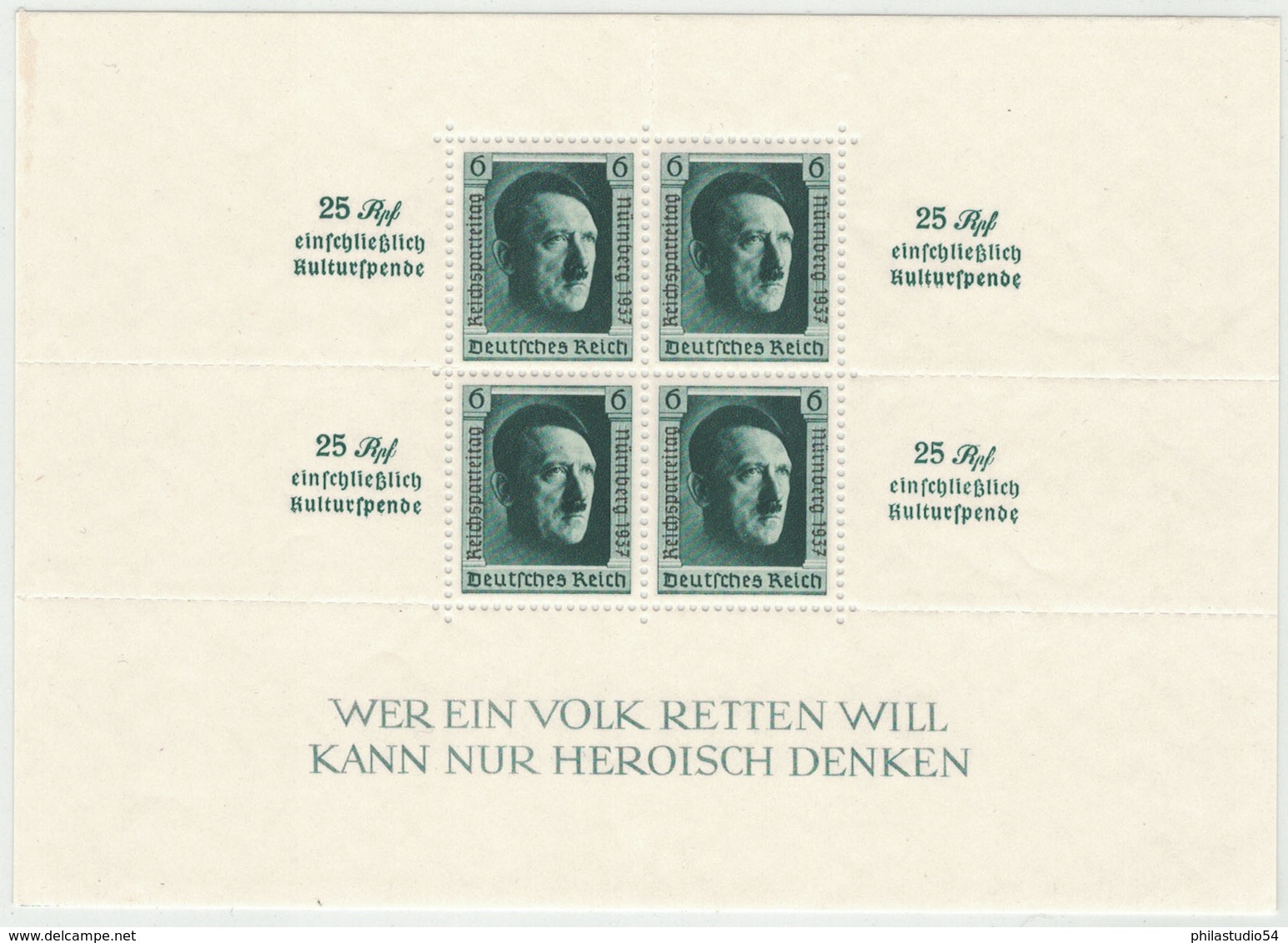 1937, Reichsparteitagsblock Postfrisch. - Mi.-Nr. Block 11, 320,- Günstig - Blocchi