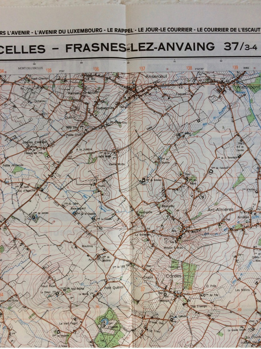 TOPOGRAFISCHE KAART / STAFKAART / CARTE D'ETAT MAJOR CELLES - FRASNES-LEZ-ANVAING 37/3-4 - 1/25.000 M834 - 1978 - Topographical Maps