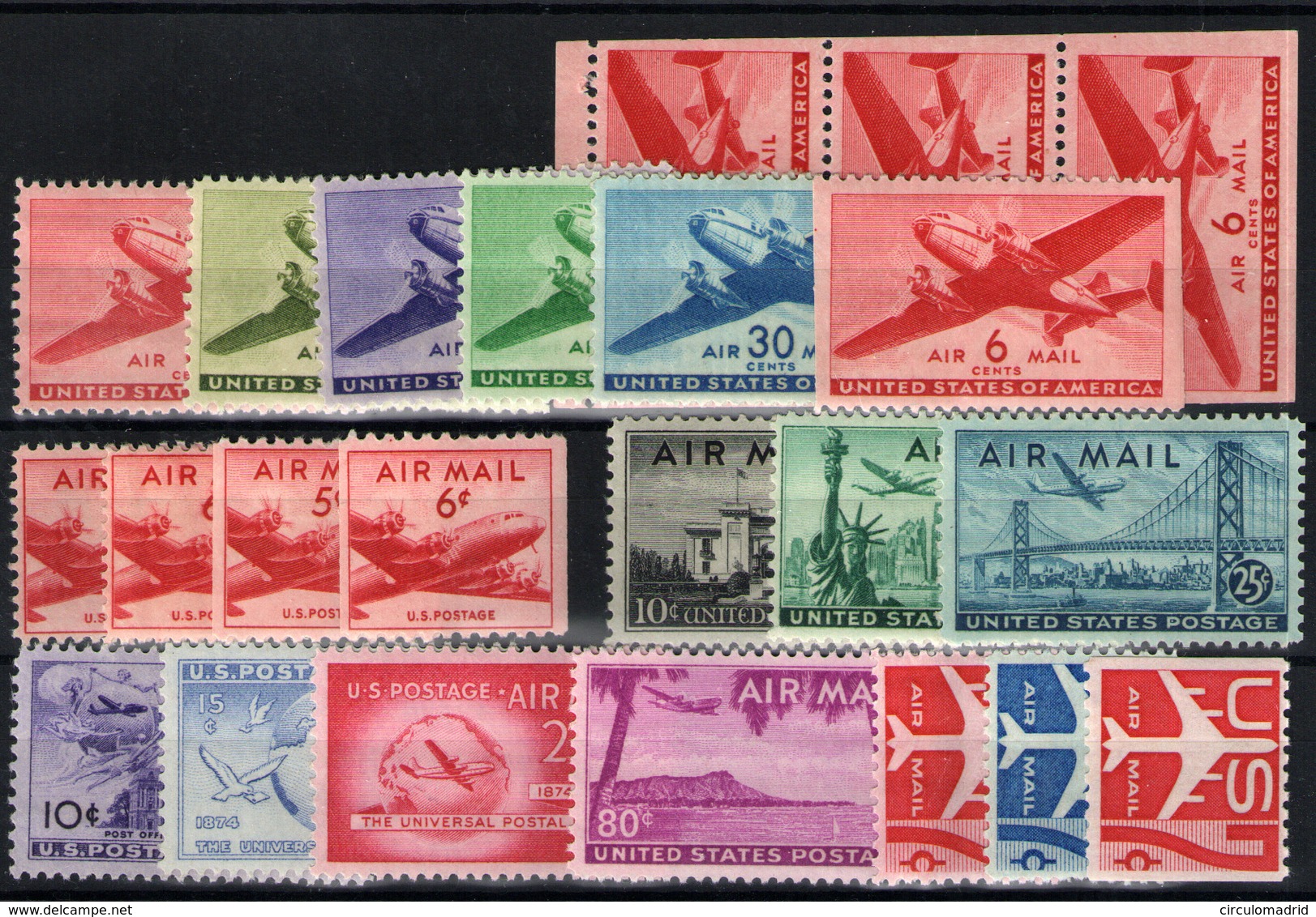 Estados Unidos  Nº 26/8, 26a, 30/31, 34/35a, 36/8, 41/3, 45, 50/51a, . Año 1941/60 - 2b. 1941-1960 Unused