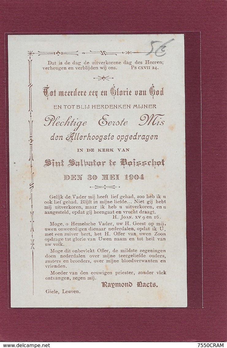 RAYMOND MAETS: PRIESTER-1904-GIERLE-LEUVEN- BOOISCHOT- BIJ-HEIST-OP-DEN-BERG- - Esquela