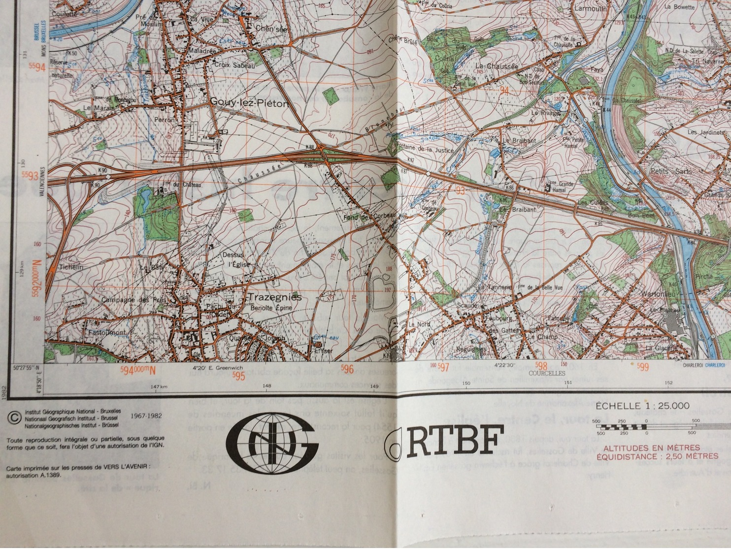 TOPOGRAFISCHE KAART / STAFKAART / CARTE D'ETAT MAJOR GOUY-LEZ-PIÉTON - GOSSELIES 46/3-4 - 1/25.000 M834 - 1982 - Cartes Topographiques