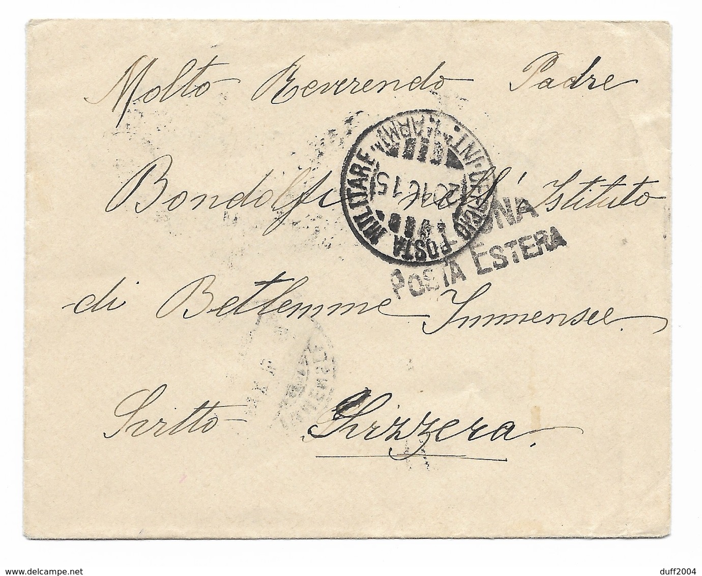 DA POSTA MILITARE " UFFUCIO INTER.E D'ARMI " ALLA SVIZZERA - 20.16.1815. - Storia Postale