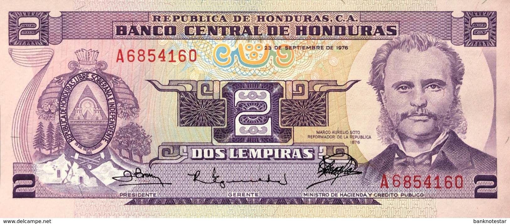 Honduras 2 Lempiras, P-61 (23.9.1976) - UNC - Honduras