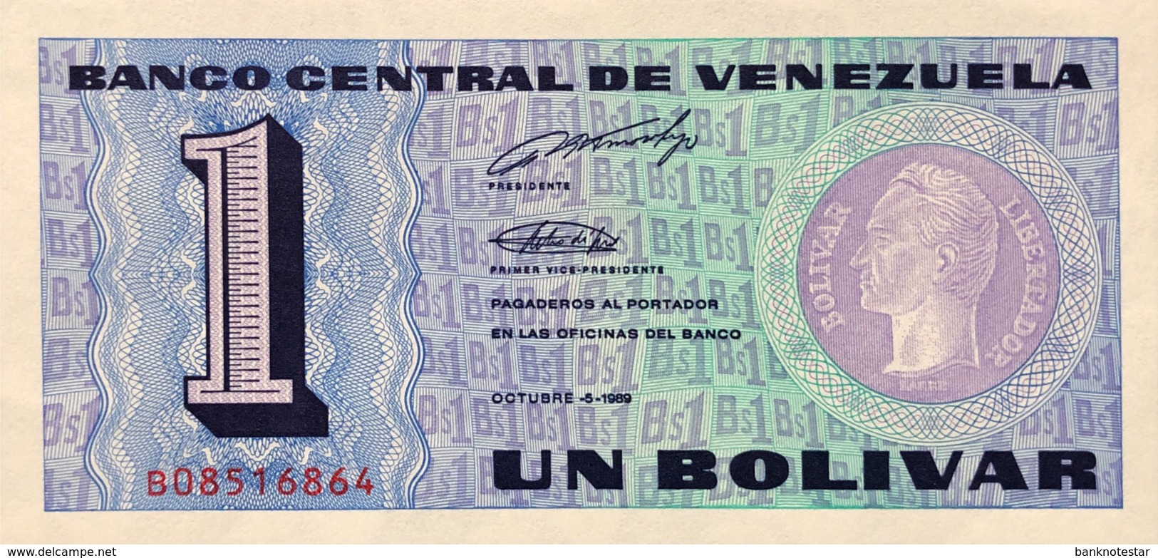 Venezuela 1 Bolivar, P-68 (1989) - UNC - Venezuela